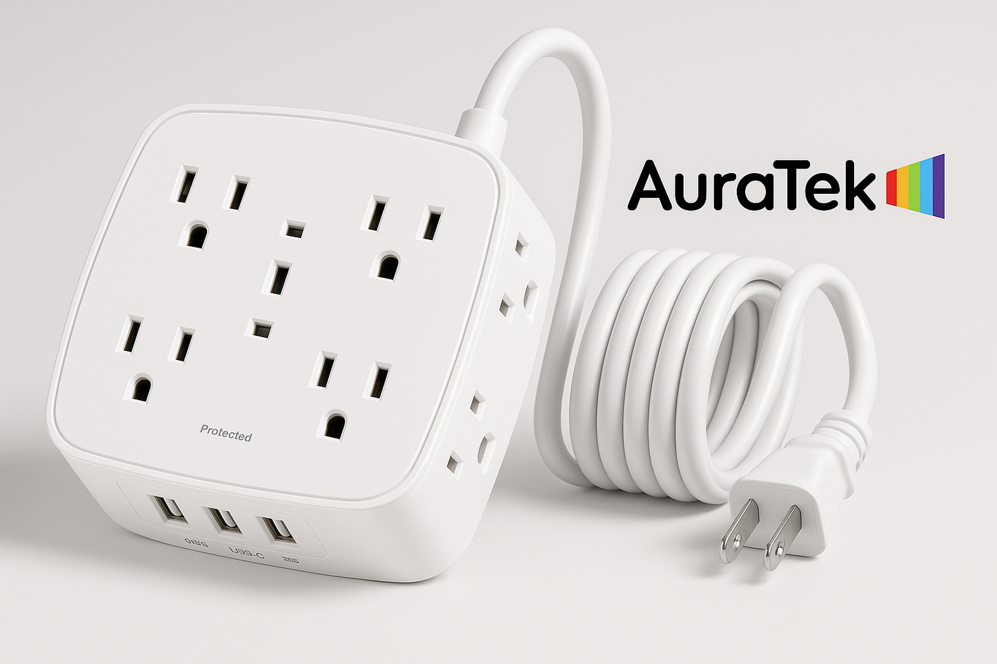 6ft Power Strip with 8 Outlets & 4 USB Ports w/ Wall mount